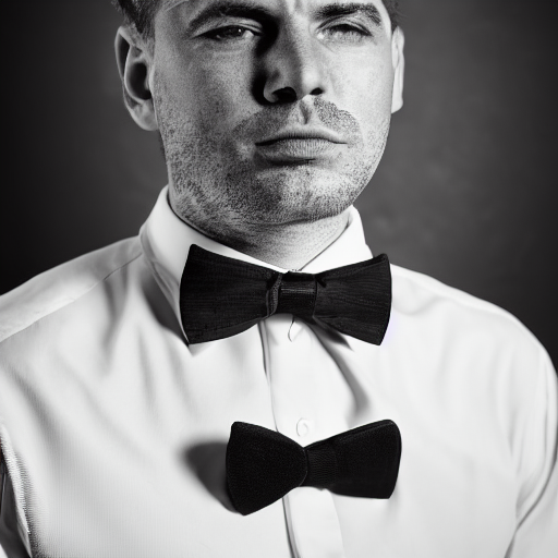 prompthunt: a man in a suit and bow tie, a character portrait by radi  nedelchev, behance, cubo - futurism, black background, studio portrait,  studio photography