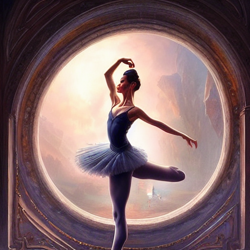 prompthunt: the only impossible journey is the one you never begin,  ballerina, very detailed, very intricate art, artwork by artgerm, rendered  in pov - ray, style by greg rutkowski and thomas kinkade