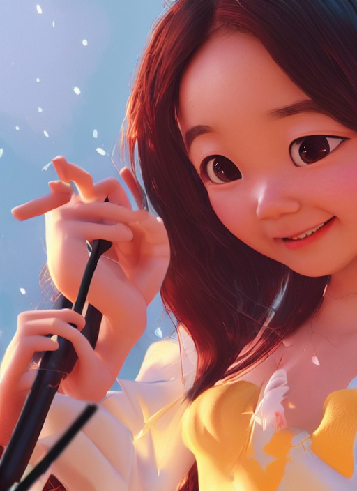 prompthunt: a cute asian girl singing, in the style of pixar animation,  mid-shot, award winning, hyper detailed, studio lighting, artstation,  octane renderer, unreal engine