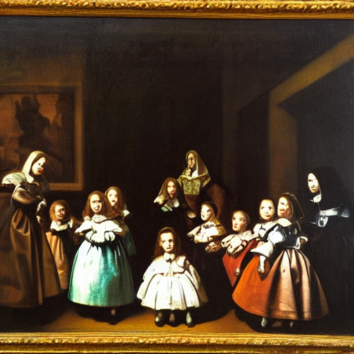 prompthunt: las meninas fine art, oil on canvas baroque style 1 6 5 6 by  diego velasquez.