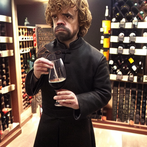 prompthunt: Tyrion Lannister in Groningen having a glass of wine