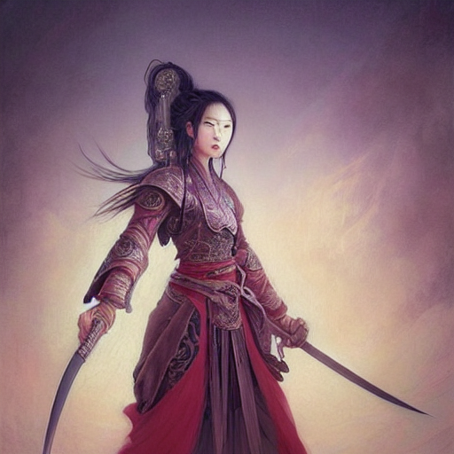A portrait of An beautiful!!! ancient Chinese female swordsman by Ross Tran!!! and Zhang Daqian and greg rutkowski! and gustav doré! and Zdzisław Beksiński! and Ruoxin Zhang!!!,In style of digital art illustration.Symmetry.Highly detailed face.Fantasy,smooth,hyper detailed,sharp focus,Soft light.trending on artstation.