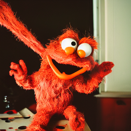 prompthunt: taxidermized elmo on drugs, 8 5 mm lens