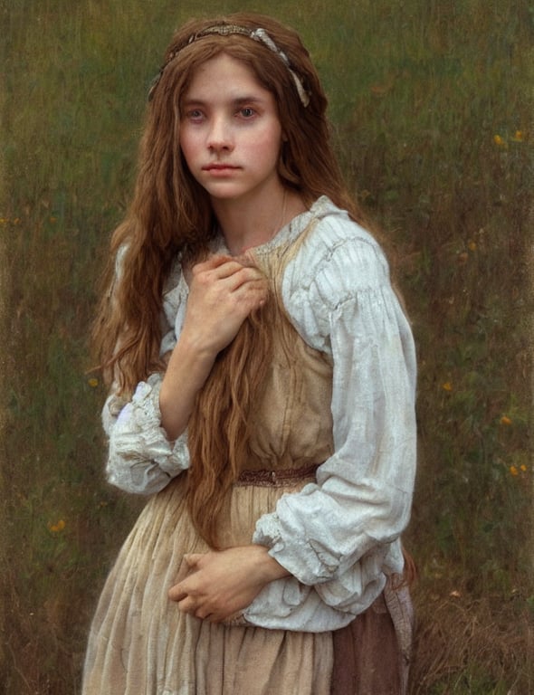 prompthunt: shy and modest peasant girl long hair portrait, cottage core,  cinematic focus, polaroid photo bleached vintage pastel colors high - key  lighting, soft lights, foggy, by steve hanks, by lisa yuskavage,