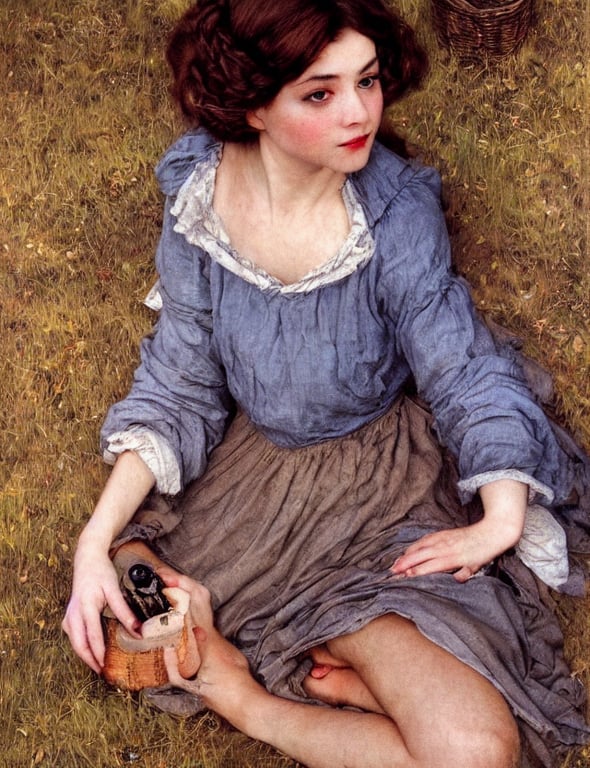 prompthunt: tempting peasant girl with deep seductive décolleté looking in  the camera, on a village, high angle view, portrait, Cinematic focus,  Polaroid photo, vintage, neutral colors, soft light, foggy, by Steve Hanks,