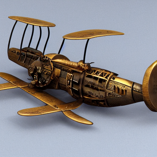 prompthunt steampunk steampowered plane made out of brass and wood