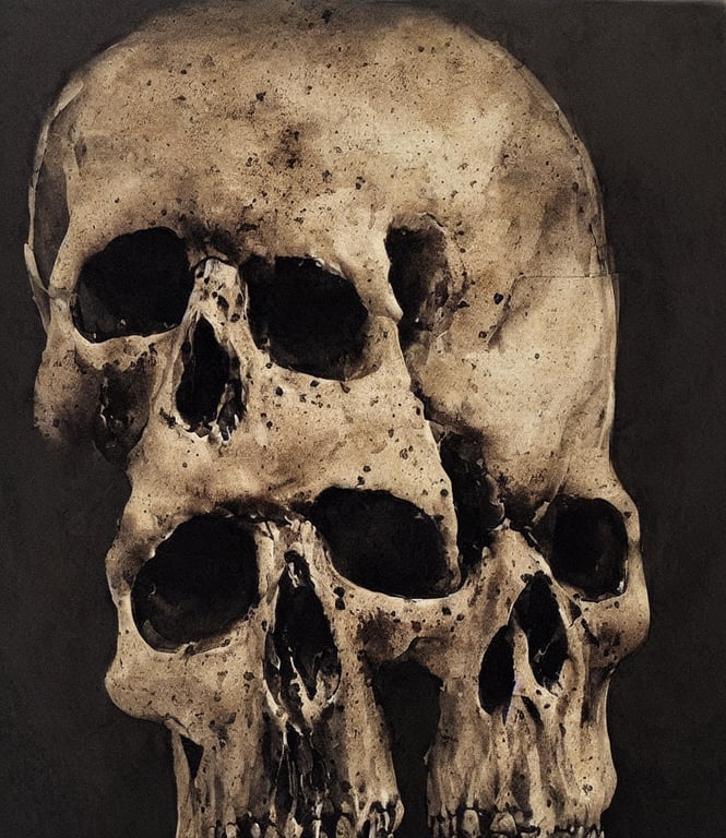prompthunt: the painting of a black iron skull by Nicola Samori