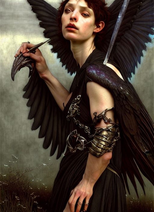 harpy, full body, realistic, dnd character art portrait, dark fantasy art, matte fantasy painting, deviantart artstation, by edgar maxence and caravaggio and michael whelan and delacroix. intricate painting, cinematic lighting, hyper realistic, extremely detailed, vivid colors, establishing shot, dramatic lighting.