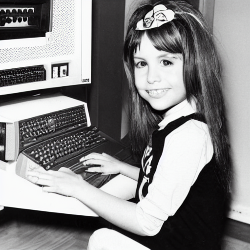 prompthunt: Punky Brewster programming a 1980s desktop computer