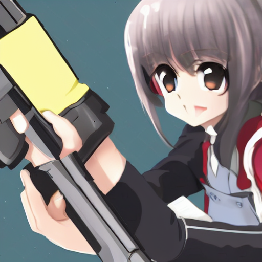 anime girl pointing a gun at the camera