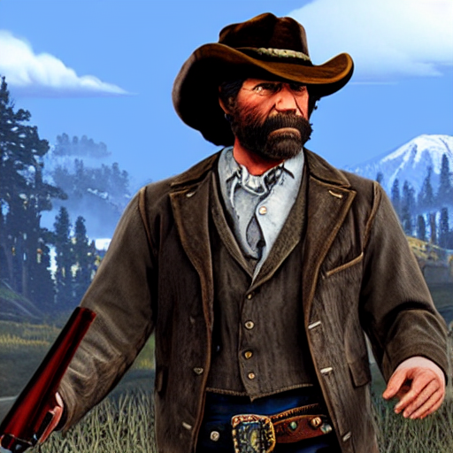 prompthunt: Bob Ross as a video game character in red dead redemption 2  wearing a sheriff uniform