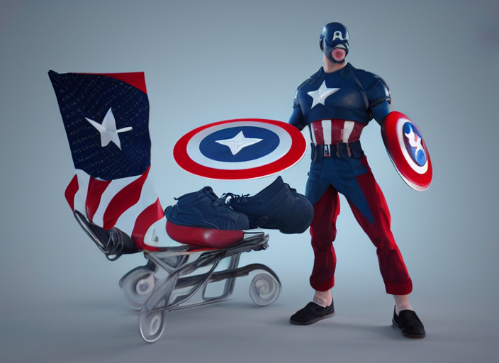 prompthunt: high sneakers concept of captain america, picture by tim  burton, render, cinema 4 d, octane render