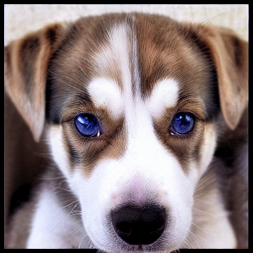 prompthunt: husky beagle mix puppy, heterochromia eyes.