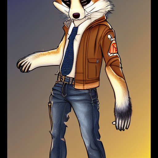 prompthunt beautiful furry art of ferret in jacket and jeans, deviant