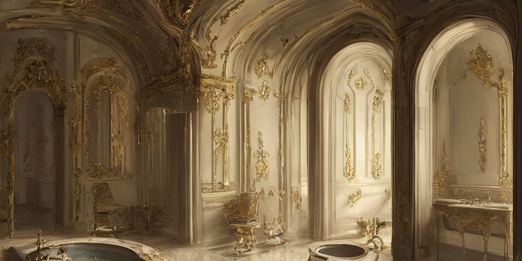 prompthunt: in the bathroom of an incredible palace with the beautiful  Natalia Vodianova, Raphaël Lacoste, matte painting, artstation