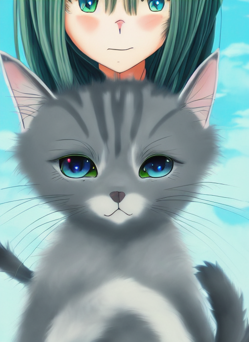 cute cat anime wallpaper, 4k, high details, trending, Stable Diffusion