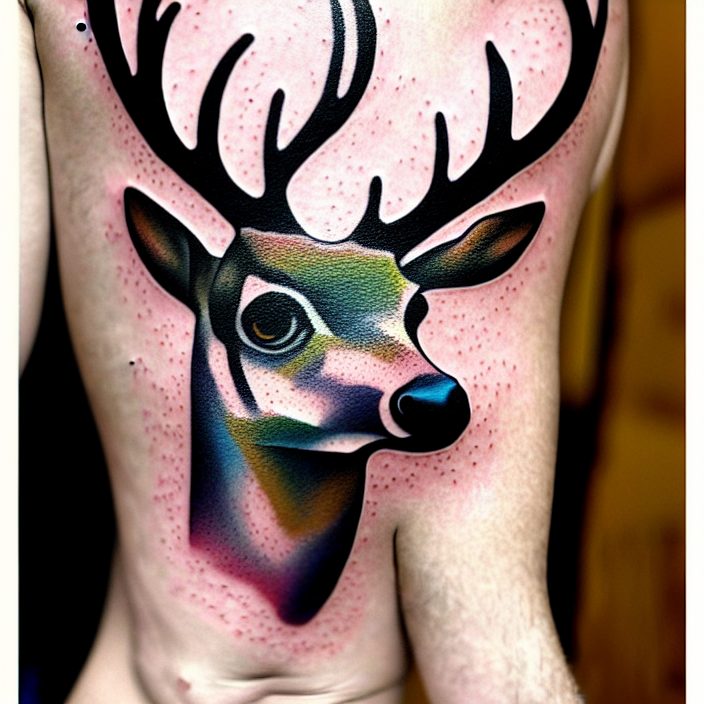 Traditional Deer Head Tattoo