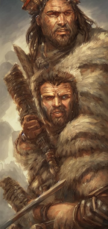 rpg portrait of a barbarian man by justin sweet, icewind dale, d&d,