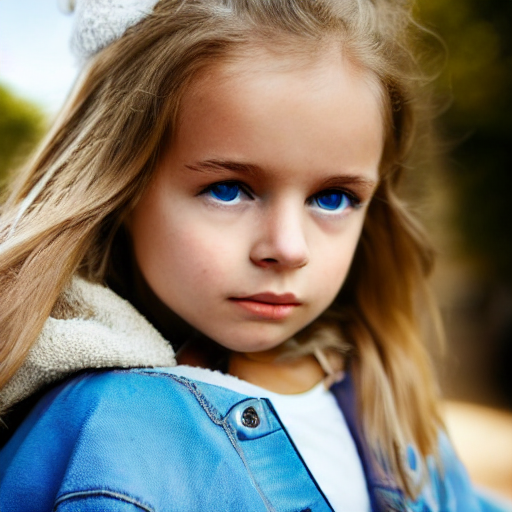 Little Girl With Blonde Hair And Blue Eyes