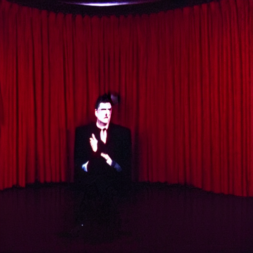 prompthunt: the black lodge, Twin Peaks (1990), eerie surreal nightmare, david  lynch, red curtains, ominous