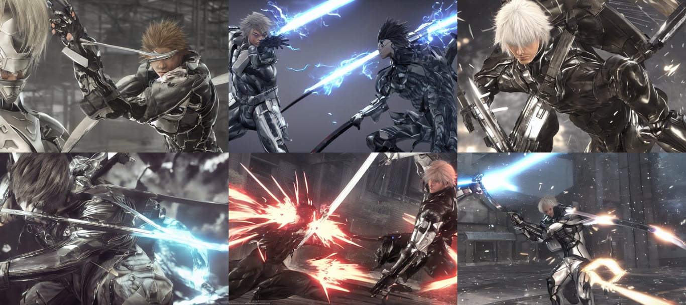 prompthunt: Metal Gear Rising Raiden slices a character from the game  genshin impact in two with his katana, 8K, UHD, photorealistic, shot on  Canon R6.