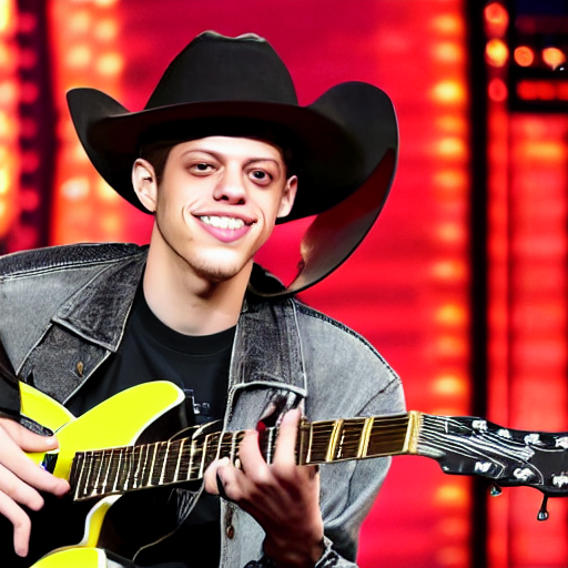 prompthunt pete davidson has a really nice electric guitar and plays