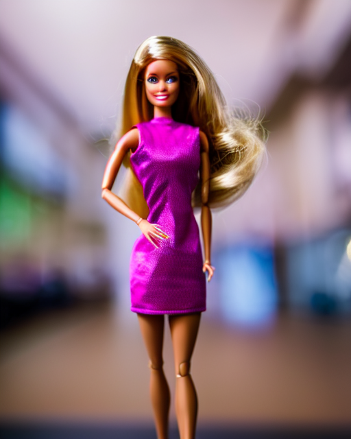 prompthunt: high quality presentation photo of a barbie doll, photography 4k,  f1.8 anamorphic, bokeh, 4k, Canon, Nikon
