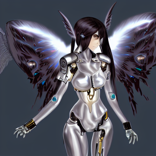 Prompthunt: Small Female Cyborg - Angel With Large Angelic Wings, Left Eye  Gold And Right Eye Silver, Cyberpunk - Anime Character - Concept Art