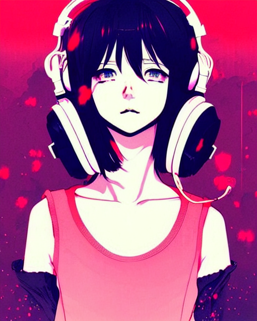 prompthunt girl wearing headphones, very anime!!! anime!! intricate