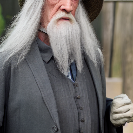 Gandalf wearing a suit, DLSR photo