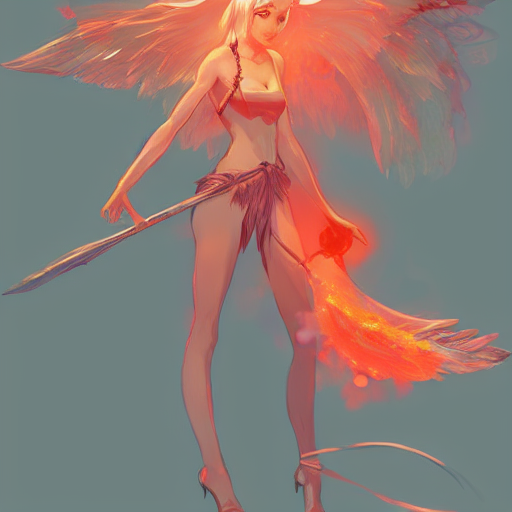 anime girl fire wings