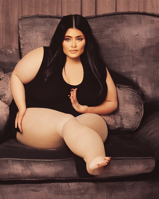 prompthunt: film still of obese 3 0 0 - pound kylie jenner seated