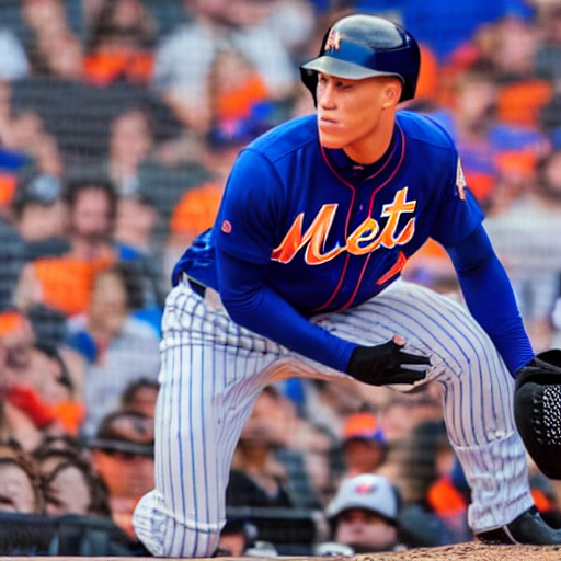 prompthunt: Aaron Judge in a NY Mets Uniform