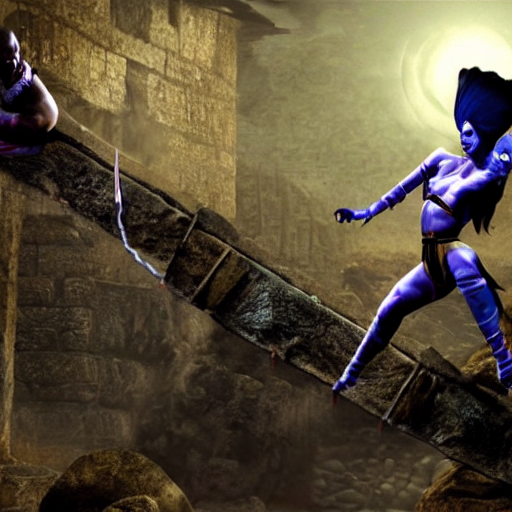 prompthunt: photo of kitana and baraka from mortal kombat 2