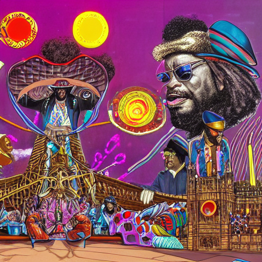prompthunt artwork of pedro bell, parliament, funkadelic,