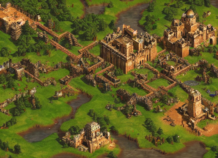 prompthunt isometric map of age of empires video game, procedural, top