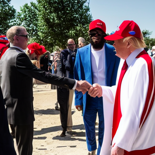prompthunt jesus christ of nazareth, wearing a maga hat, shaking