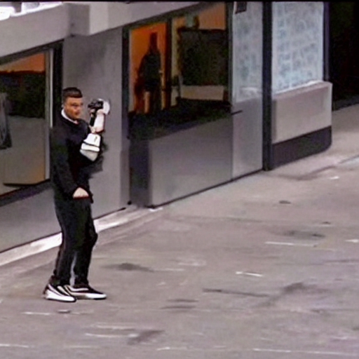 prompthunt: security camera footage of cristiano ronaldo trying to