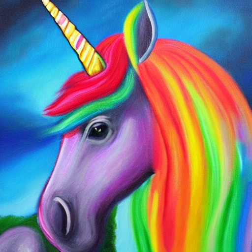 rainbow sparkle unicorn, oil on canvas