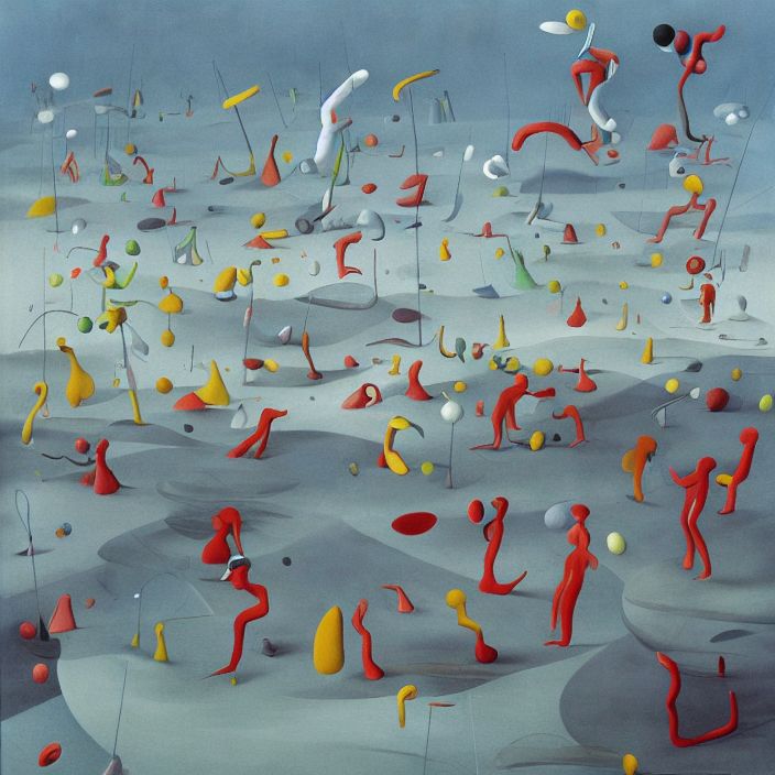 prompthunt: the first colors getting out of the primordial soup to walk on  land. painting by yves tanguy, walton ford