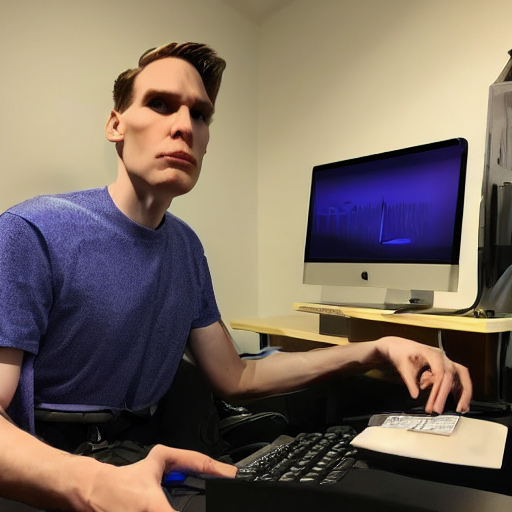 prompthunt Twitch streamer Jerma sitting at his desk, staring directly