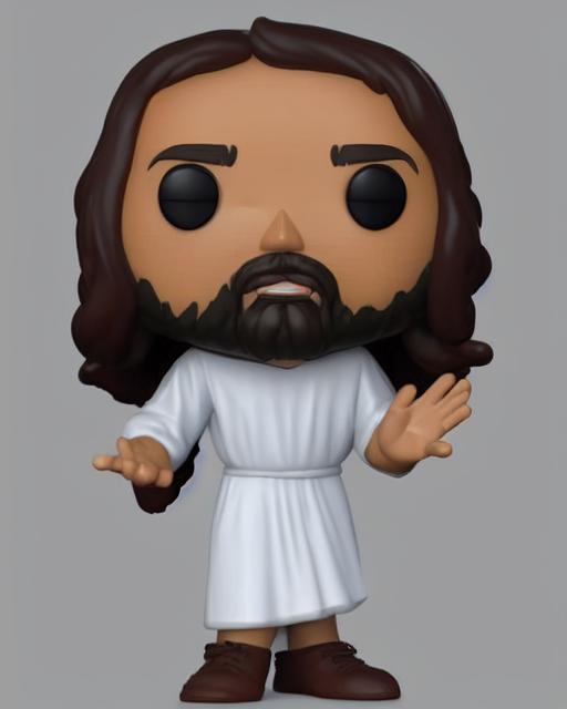 prompthunt: full body 3d render of Jesus as a funko pop, studio lighting,  white background, blender, trending on artstation, 8k, highly detailed