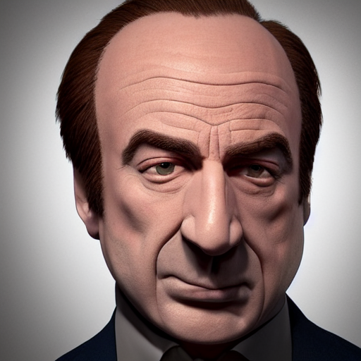saul goodman, stretched face, wide, cgi, render