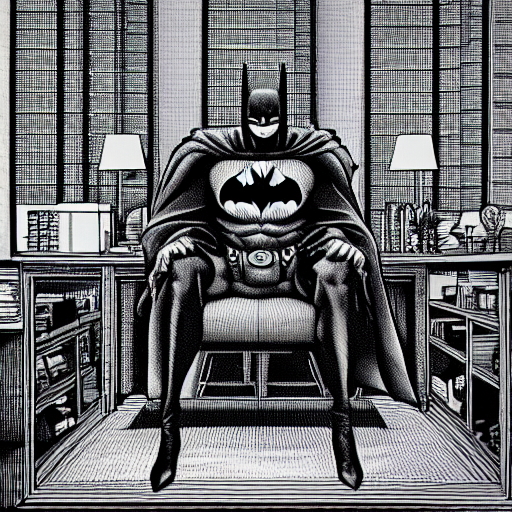 prompthunt: a picture of batman sitting in a therapists office, 4 k, ultra  detailed, luminist style, by m c escher