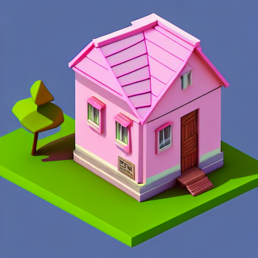 prompthunt isometric village house, 3 d icon for mobile game, blender