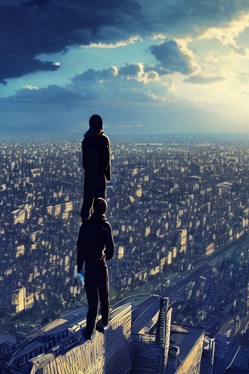 prompthunt: Man in black adidas tracksuit looking atop of a urban plateau  filled with soviet apartment buildings, golden hour, dreamy, beautiful  clouds, ultra detailed beautiful lighting, 4k, wallpaper, russian  cityscape, beautiful artwork