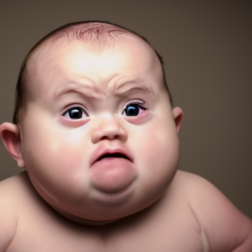ugly baby with big eyes, looking forward, confused expression, fat rolls, high quality,