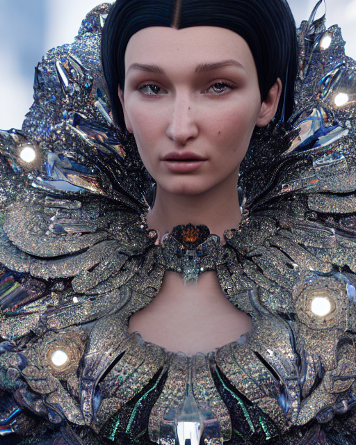 trimme Kommuner Janice prompthunt: a highly detailed metahuman 4 k close up render of a bella hadid  in balenciaga monument renaissance in iris van herpen dress schiaparelli in  diamonds crystals swarovski and jewelry iridescent in