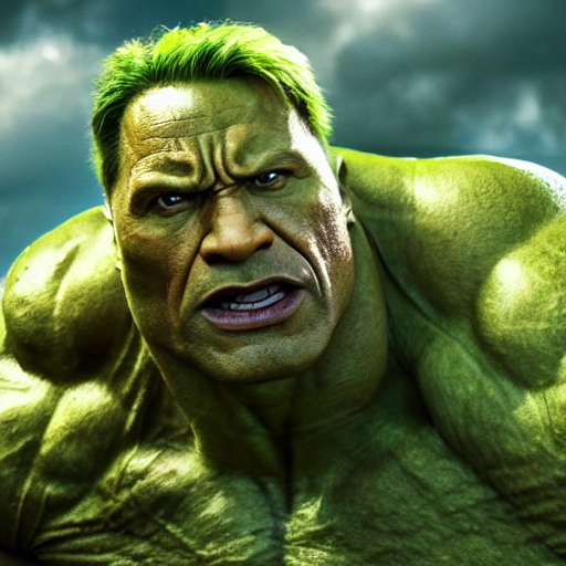 prompthunt: dwayne johnson as incredible hulk, marvel cinematic universe,  mcu, 8 k, raw, unedited, green skin, in - frame,