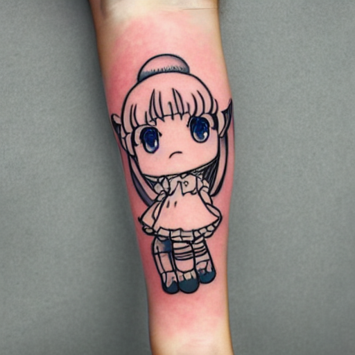 chibi anime kawaii tattoo cute vhibi anime girl tattoo